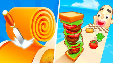 Sandwich Runner vs Spiral Roll - All Levels Gameplay SpeedRun Walkthrough Android, IOS - APK UPDATE!