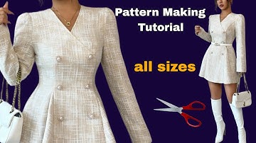 ✅ Jacket-Style V-neck Dress Pattern: Easy Sew, Unique Style! 👗✂