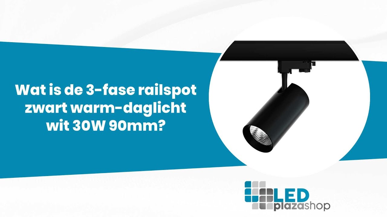 Wat is de 3-fase railspot zwart warm-daglicht wit 30W 90mm?