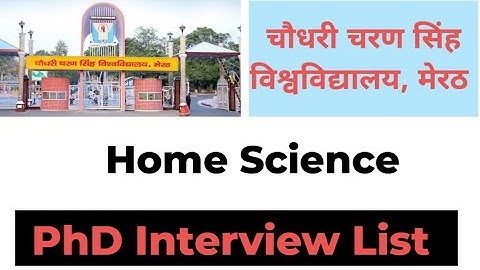 CCS PhD Interview II Home Science II Chaudhary Charan Singh University, Meerut II PhD Admission