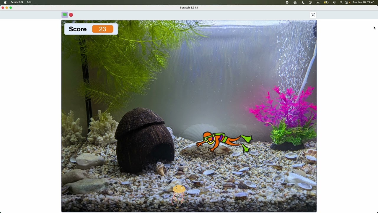 Simple Jellyfish Game | Diver Gets Stung (Made with Scratch)