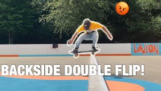 TODAY I TRIED TO LEARN A NEW TRICK | Backside DOUBLE flip trick challenge!