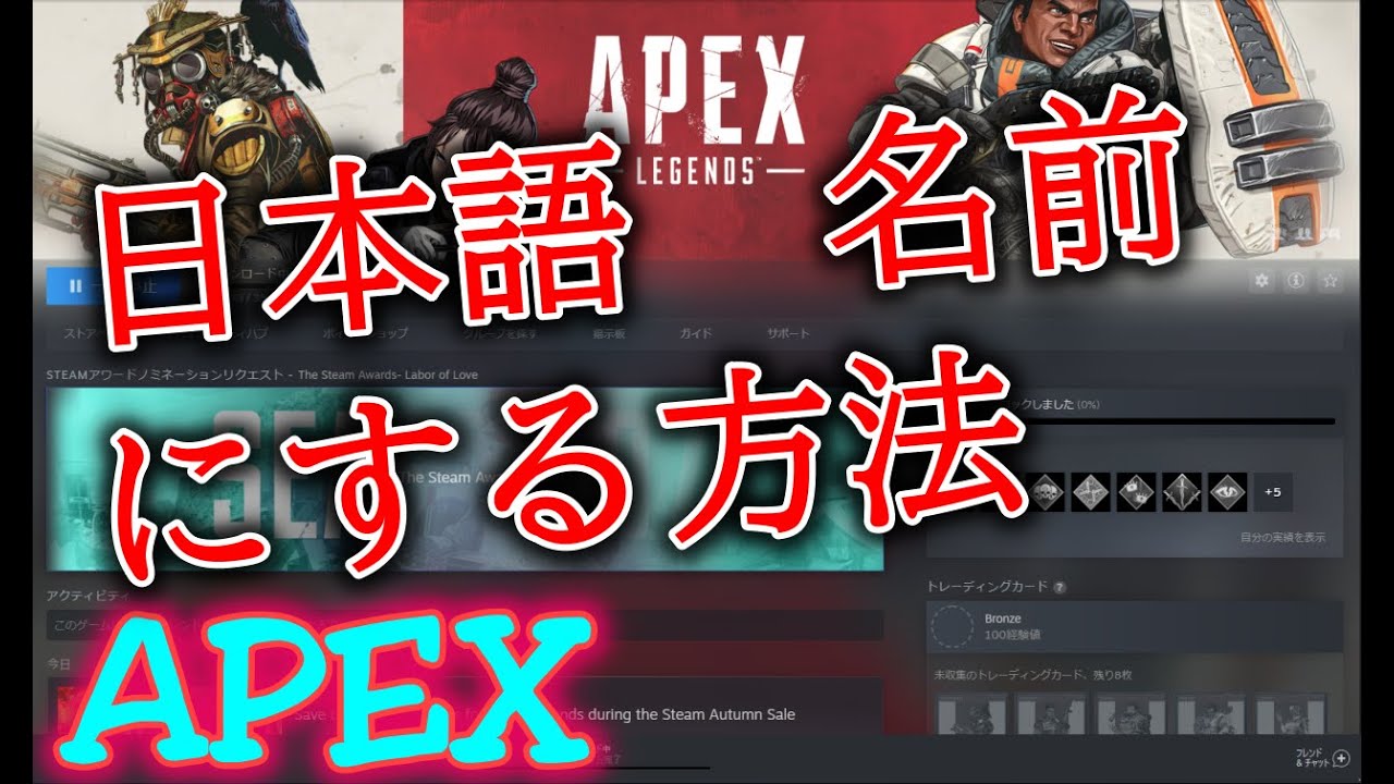 Pc Apex 日本語の名前へ変更 Steam版 Youtube