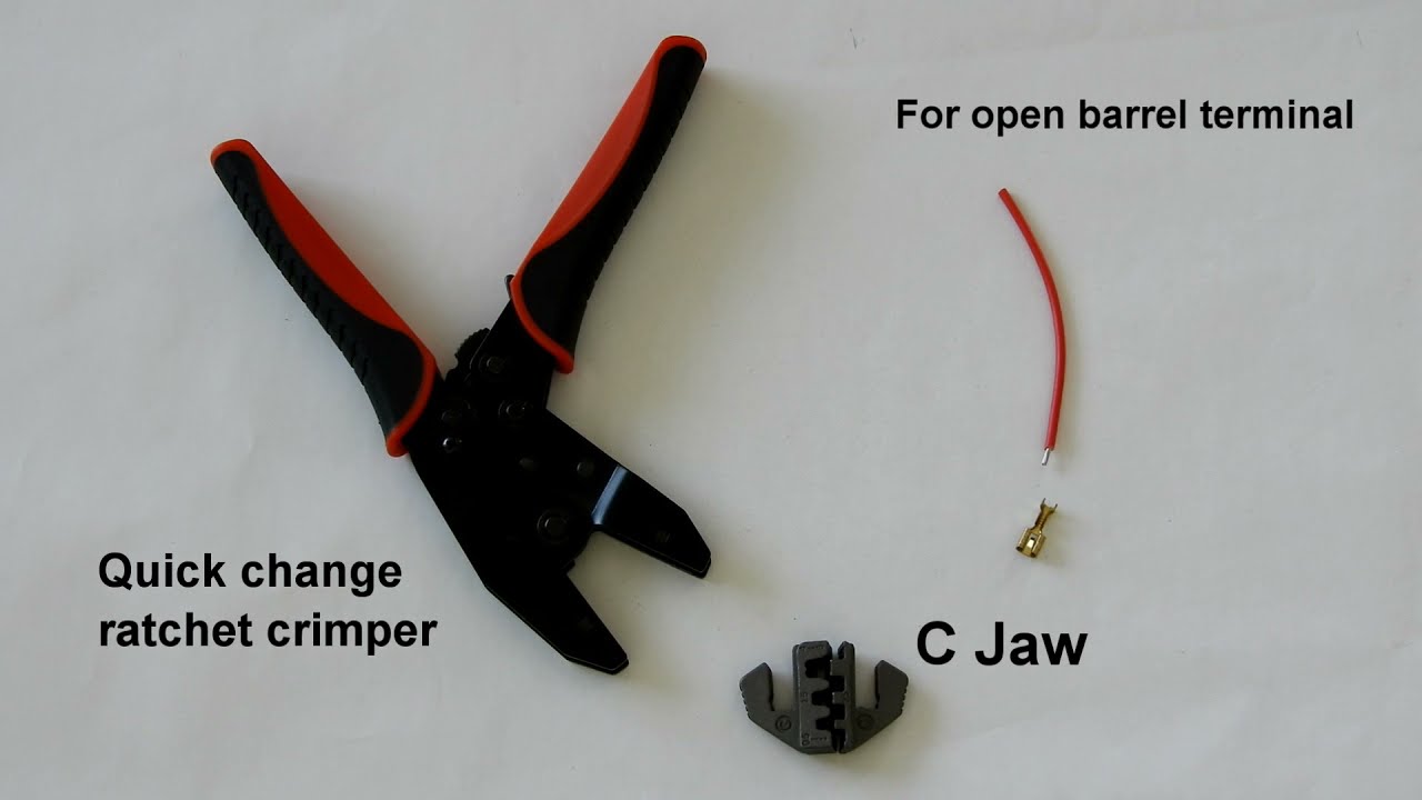 How to crimp open barrel terminals by C jawQuick Change Ratchet