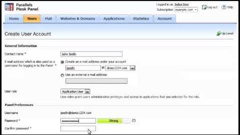 How to create and manage User Accounts in Plesk 10