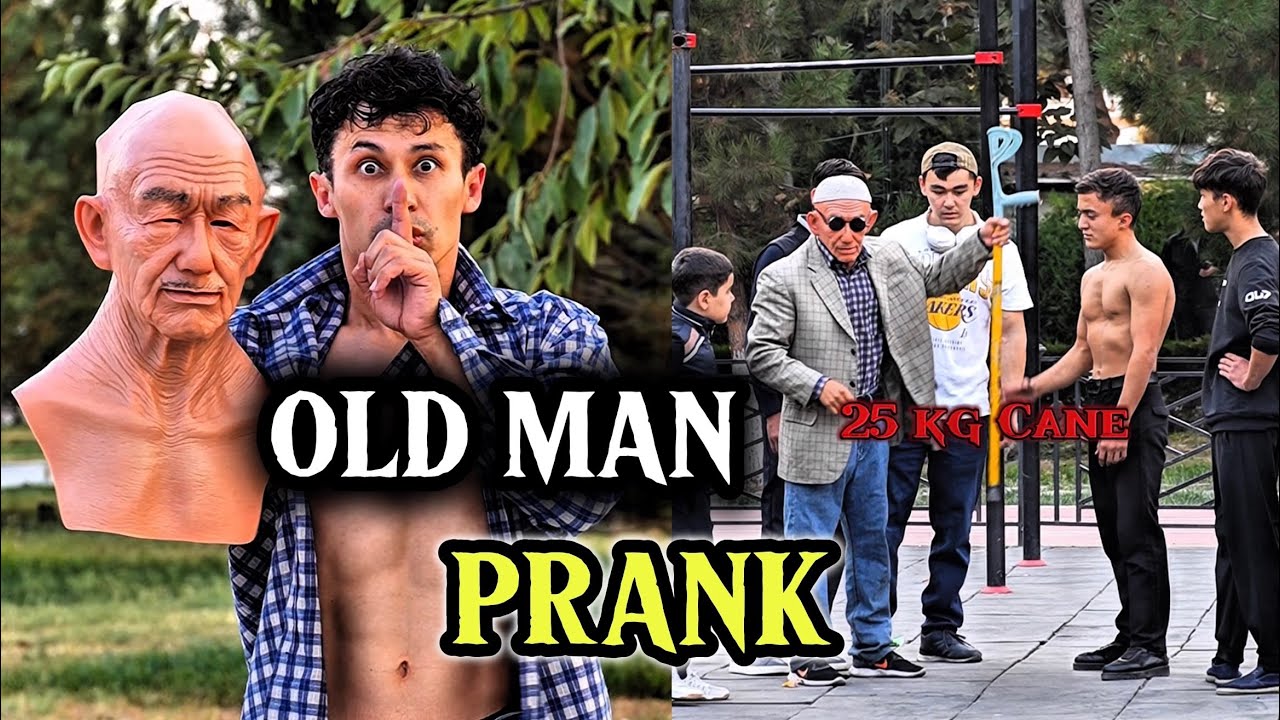 OLD MAN CALISTHENICS PRANK: GRANDPA’S HILARIOUS 20 KG CANE PRANK WITH A FAKE BELLY