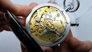 Omega Chronograph Rattrapante split second Stop Pocket watch Omega cal 1520 Lemania manufacture