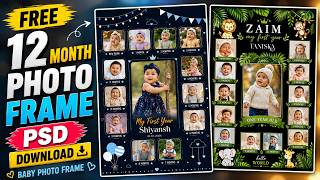 🔥 FREE 2027 12 Month Baby Photo Frame PSD | Editable Photoshop Baby Collage PSD Download screenshot 3