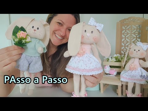 Passo a Passo Com molde casal de coelhinhos