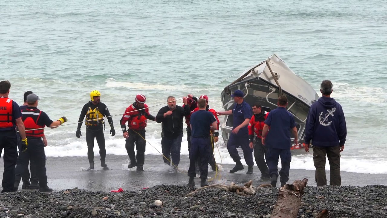 Coast Guard Rescues Man From Capsized Boat in Oregon - YouTube