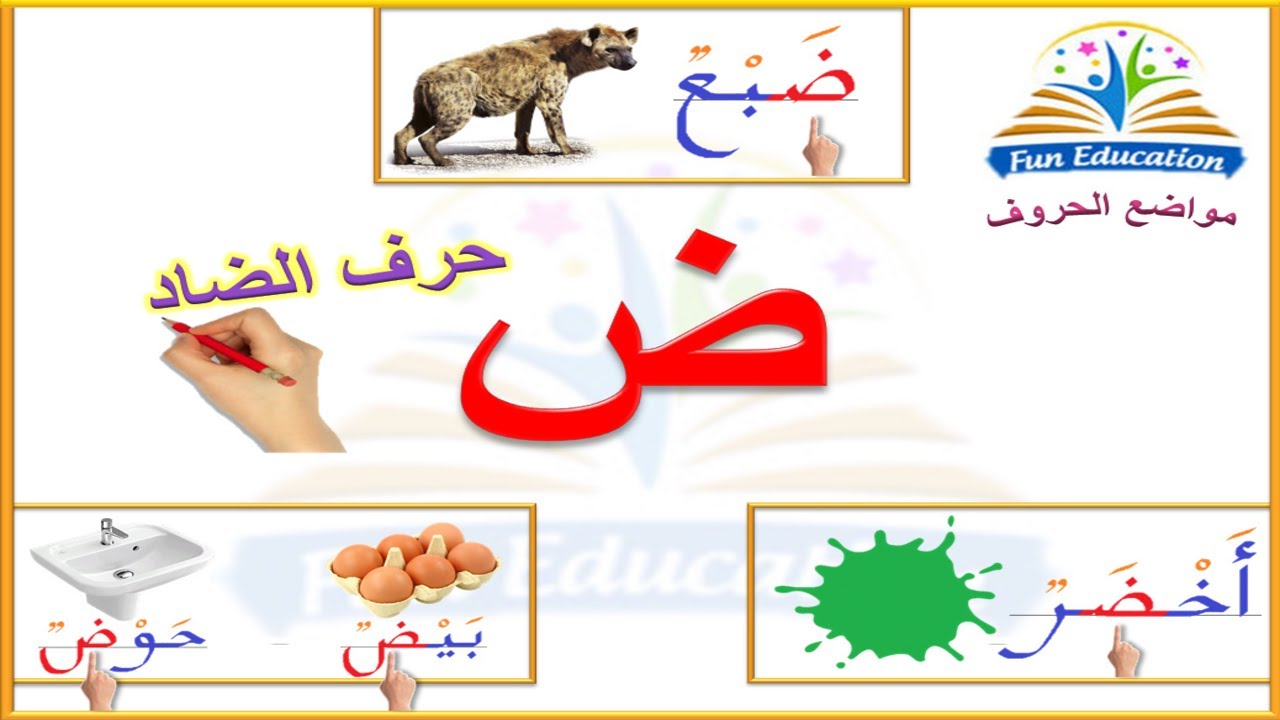 حرف الضاد ( ض ) و مواضعه في الكلمة - أول الكلمة - وسط الكلمة - آخر ...