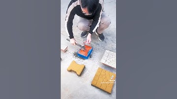 Make concrete paver block by hand.