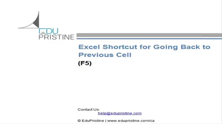 Financial Modeling Shortcuts - Going Back to Previous Cell in Window