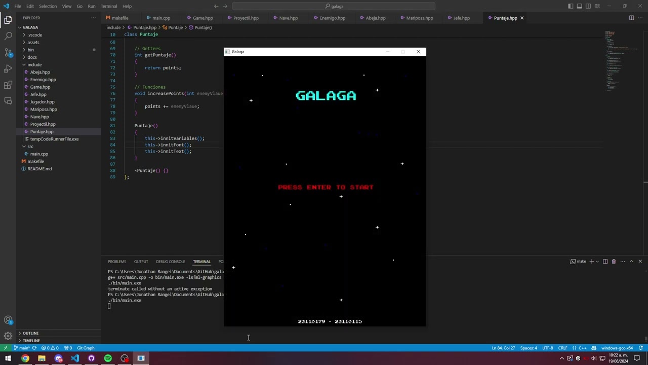 Galaga Clone on C++ with SFML - 23110179 - 23110115