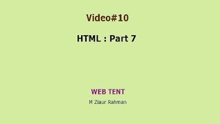 WEB TENT | HTML :: Part 7