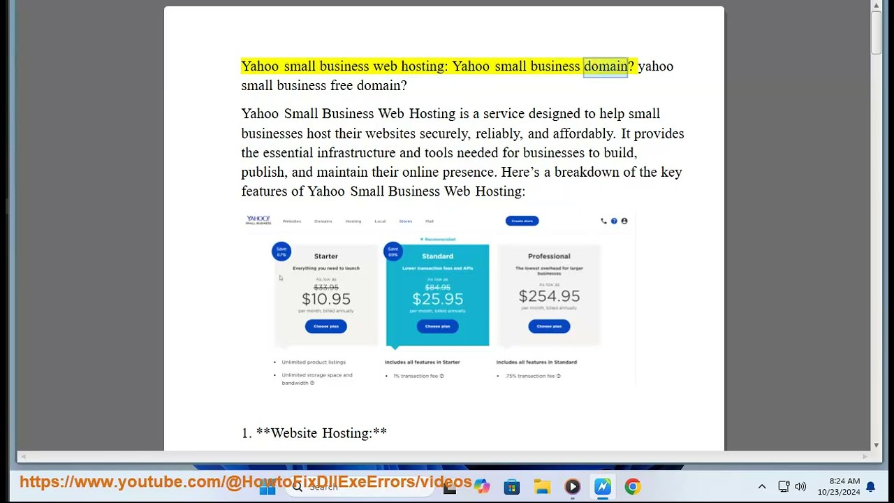 Yahoo small business web hosting: Yahoo small business domain? yahoo small business free domain?