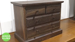 [Woodworking] Walnut chest of drawers with 3 drawers, oil finish