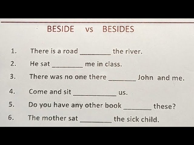 Beside Preposition Examples With Answers