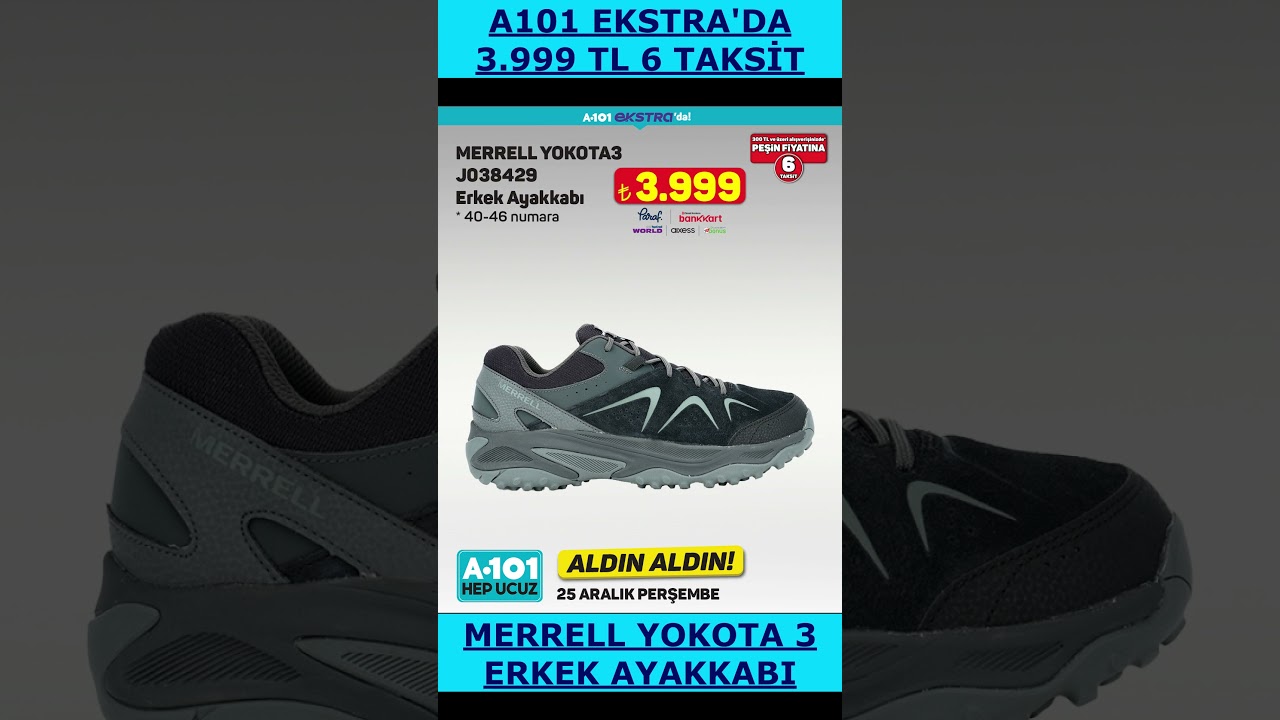 MERRELL YOKOTA 3 ERKEK AYAKKABI A101 EKSTRA'DA 3.999 TL  
