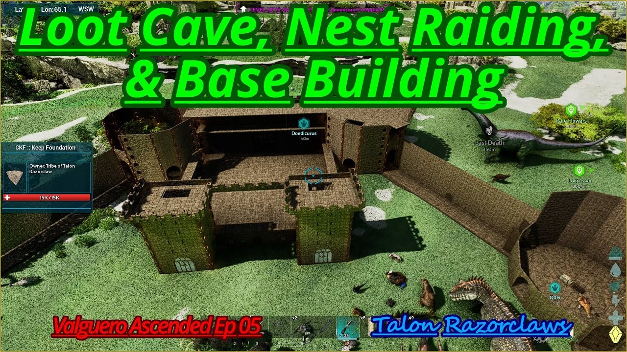 Valguero Ascended, эпизод 5: Пещера с добычей, набег на гнездо и строительство базы