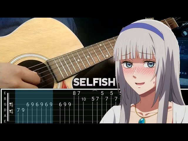 Selfish - Riko Azuna [ Otome Game Sekai wa mob Ending ] Easy Guitar Chord Tutorial [ TABS Melody ] class=