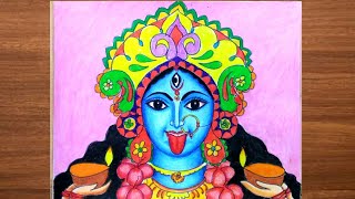 Maa kali face drawing easy step by step/Kali maa face drawing/kali puja drawing