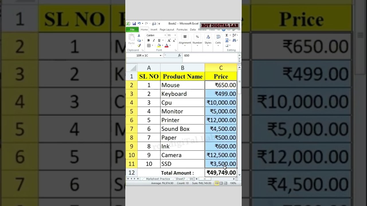 how to add rupee symbol in excel 🔥🔥