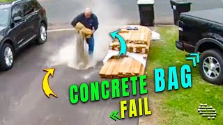 Bag of Concrete Pops Open as a Guy Tries to Carry It