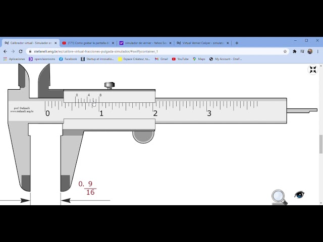 lobo laberinto Incidente, evento Calibrador virtual Simulador en fracciones de pulgada Prof Eduardo J  Stefanelli Google Chrom - YouTube