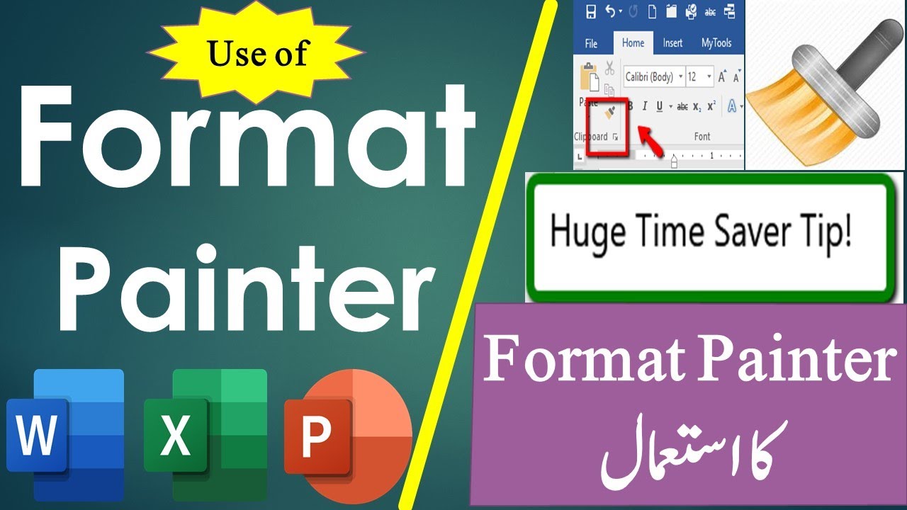 Use Of Format Painter In Word Excel And Powerpoint Urdu Hindi Words Powerpoint Excel