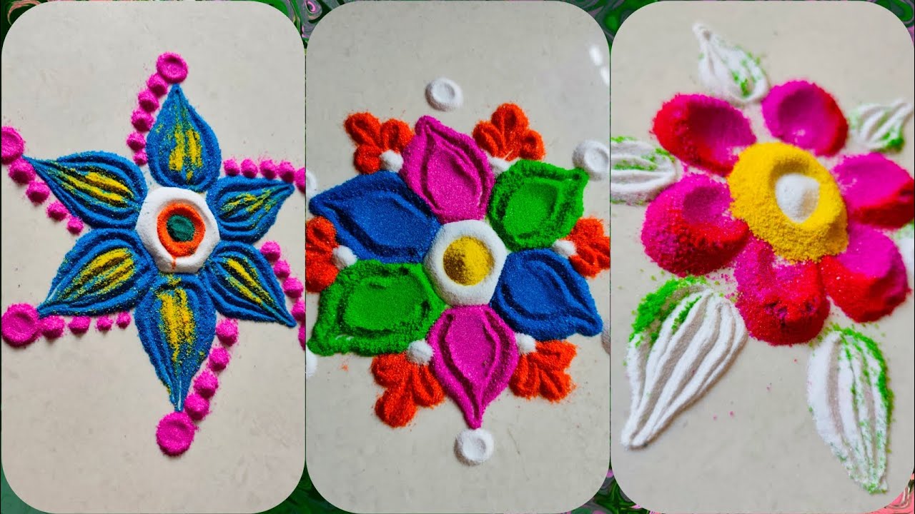 Simple Rangoli Types Simple rangoli designs for beginners 🌺 / defferent types of rangoli ...