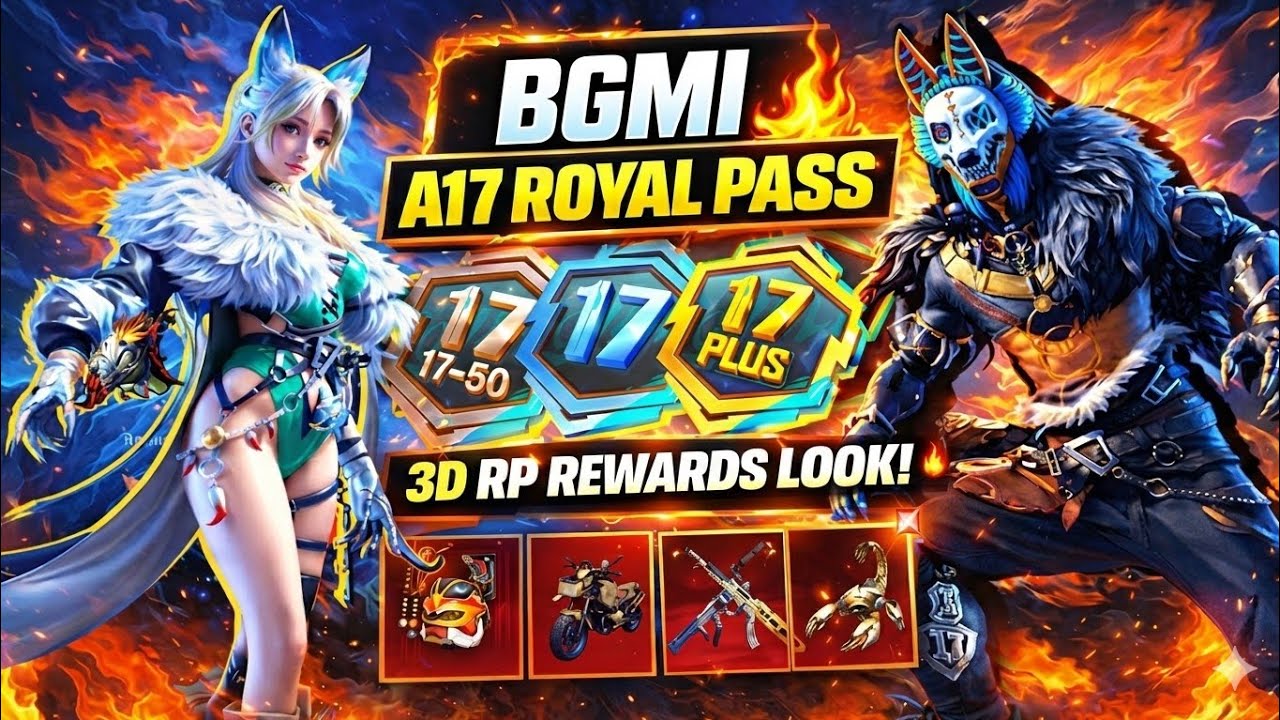 BGMI A17 Royal Pass 1 To 100 RP Rewords | 3D RP Rewords 1 To 100