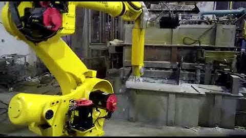 Mahajan Automation, Pune, Molten metal pouring by refurbished Fanuc R 2000i 165F RJ3iB