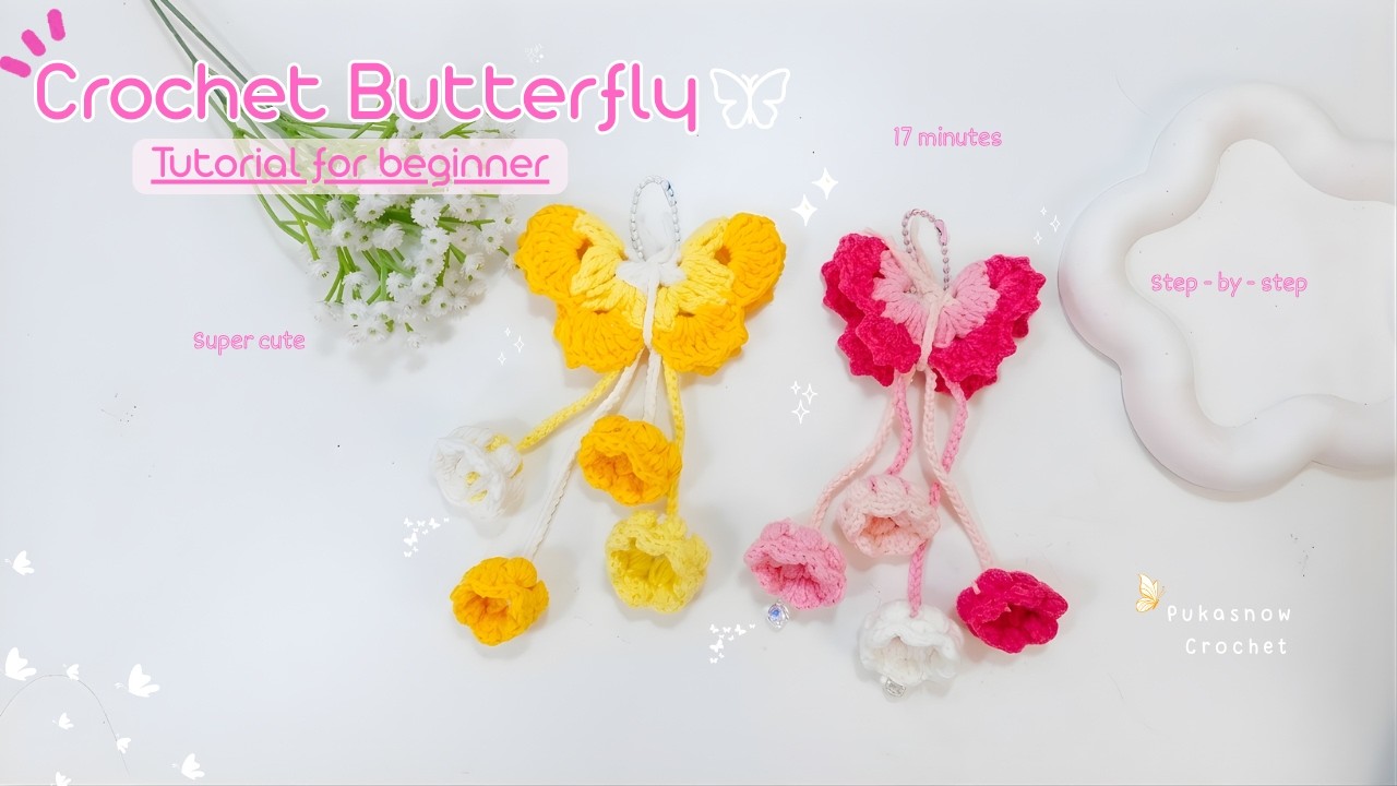 Easy Crochet Butterfly Keychain Tutorial 🦋 Super Cute & Beginner Friendly 🦋 Women’s Day Series #2