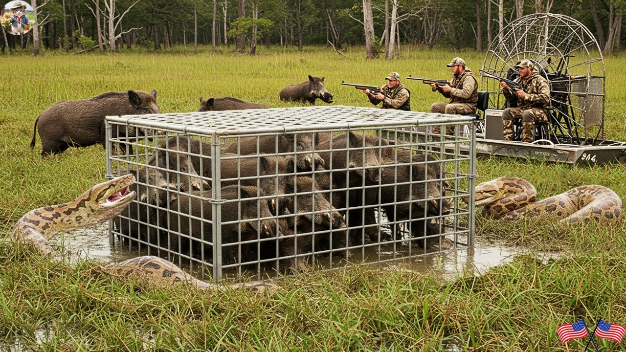 🔴Wild Boar Trapping Operation In The Swamp Turned Into An Encounter With A Giant Python