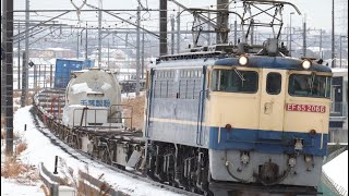 【汽笛あり・ジョイント音最高！】EF65 2066＋コキ 1091レ ホイッスル鳴らしながら吉川駅を通過
