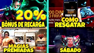 EXCLUSIVO! EVENTO MAGIAS PREMIADAS, 20% DE BÔNUS DE RECARGA, RESGATE 600 DIAMANTES E MAIS!