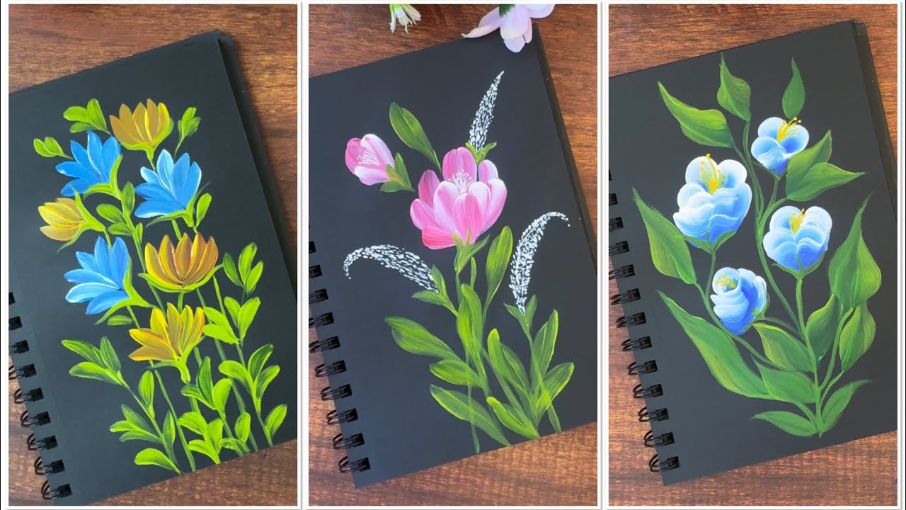 3 Easy beginner friendly Acrylic flower painting || Day 8 