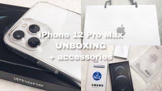 IPHONE 12 PRO MAX ASMR UNBOXING AND SET UP + ACCESSORIES (AESTHETIC)