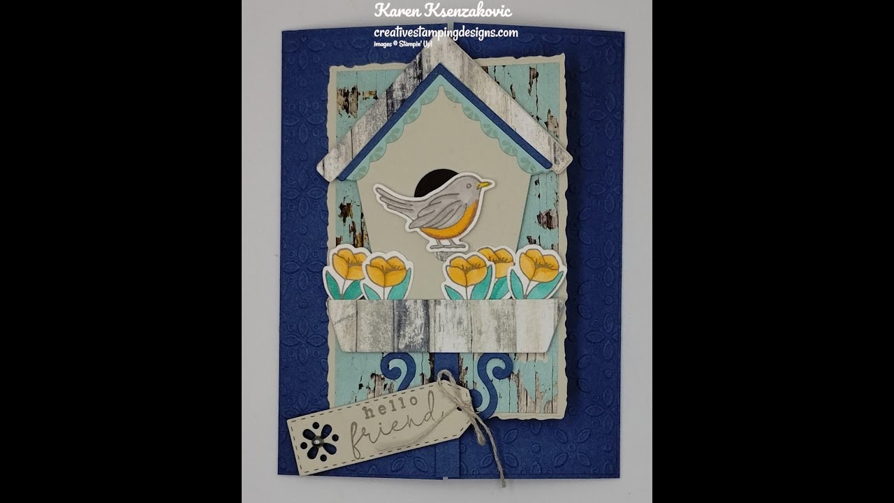 Up Country Stampin' Up! Country Birdhouse Gate Fold Card - YouTube