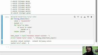 TUGAS PEMROGRAMAN PYTHON (GANJIL-GENAP, MENGHITUNG HURUF VOKAL, DAN MENGUBAH HURUF VOKAL)