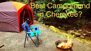 Indian Creek Campground tent camping, Cherokee NC