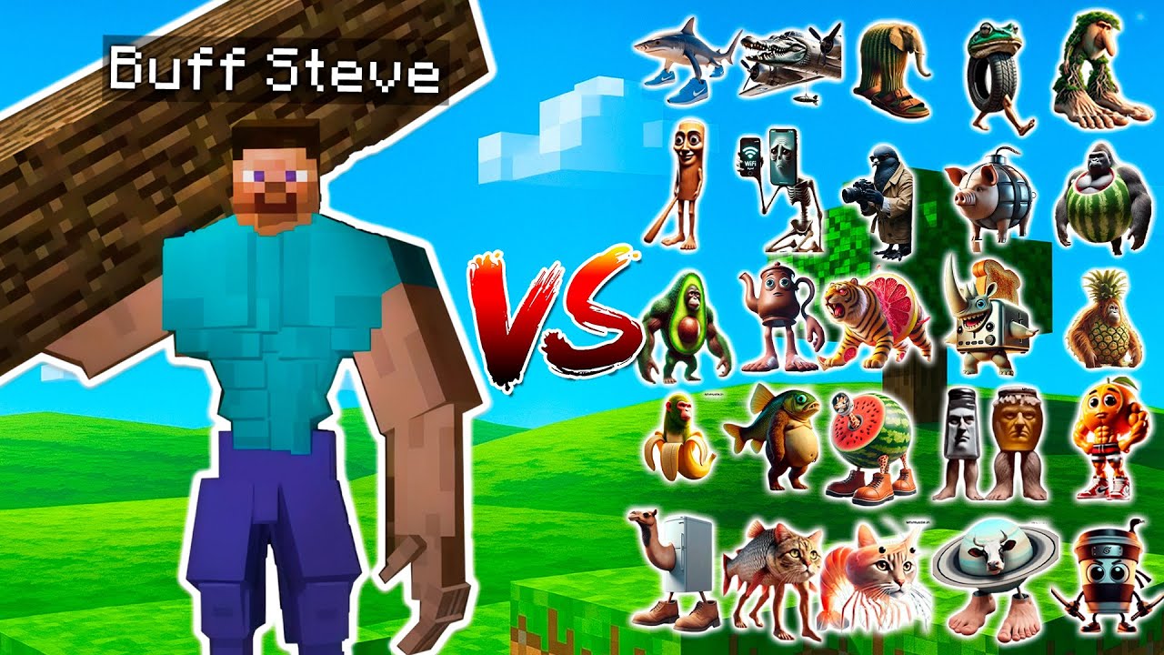 BUFF Steve vs NEW Anomaly Brainrot Bosses | Minecraft Meme Mob Battle