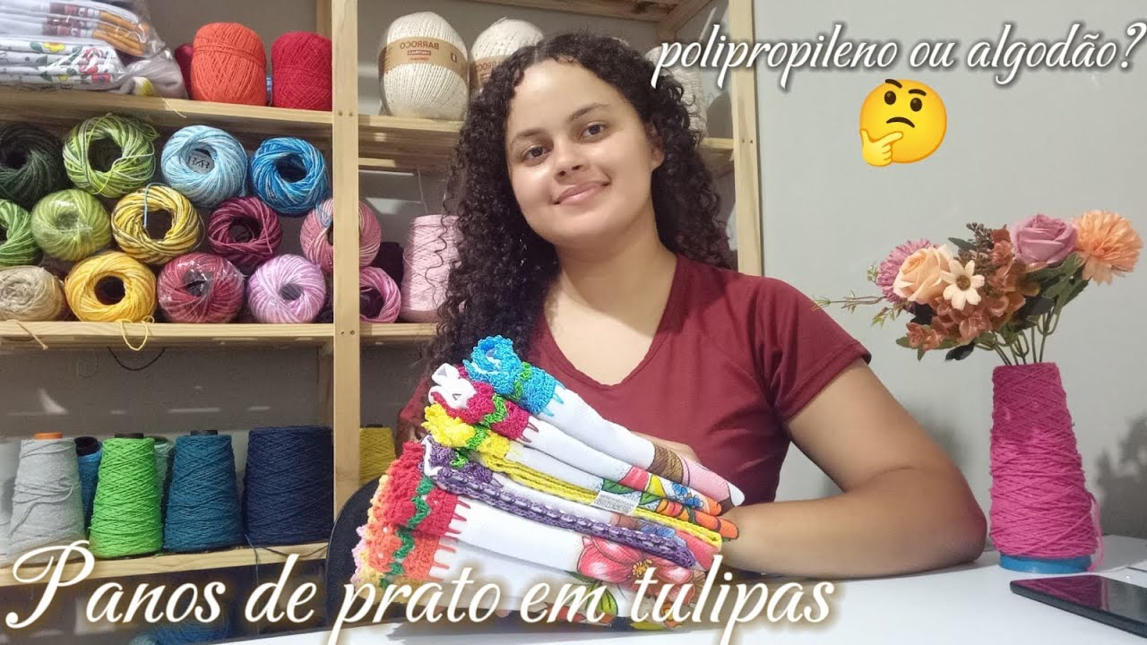 🧶 Panos de prato em TULIPAS 🌷#vlogcomigo #croche #panodeprato 