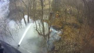Truck 50 Assists on 905 Outbuilding/Woods Fire *Helmet Cam*