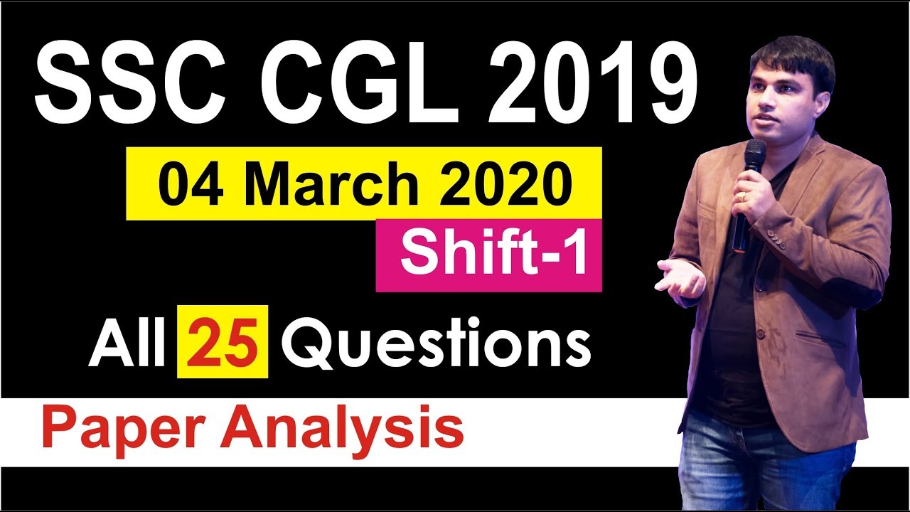 SSC CGL PRE 2019 04 March Shift 1 Paper Analysis By Pawan Sir YouTube