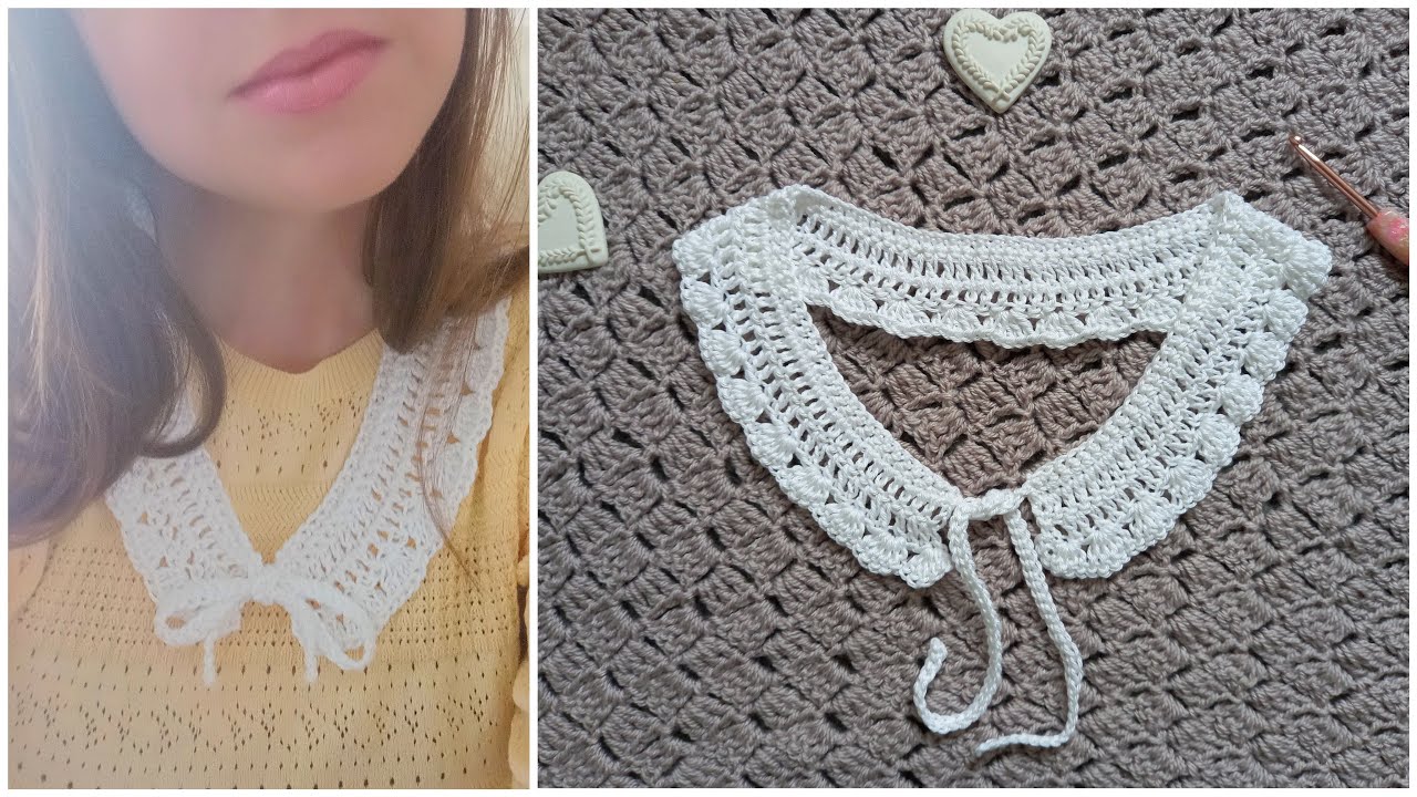 Pattern crochet lace detachable collar. Crochet collar patte