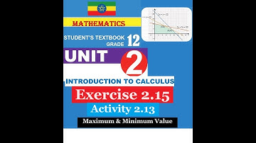 Mathematics Grade 12 Unit  2 Exercise 2.15 & Activity 2.13(Maximum and Minimum )
