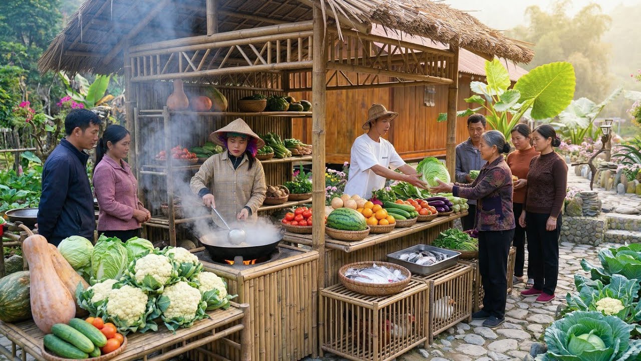 Настоящая жизнь на ферме вдали от цивилизации: огромный урожай, продажа на рынке и приготовление еды