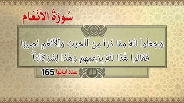 سورة الأنعام أية رقم (125) إلى الأية رقم (140) بصوت القارئ عبدالرحمن الماجد